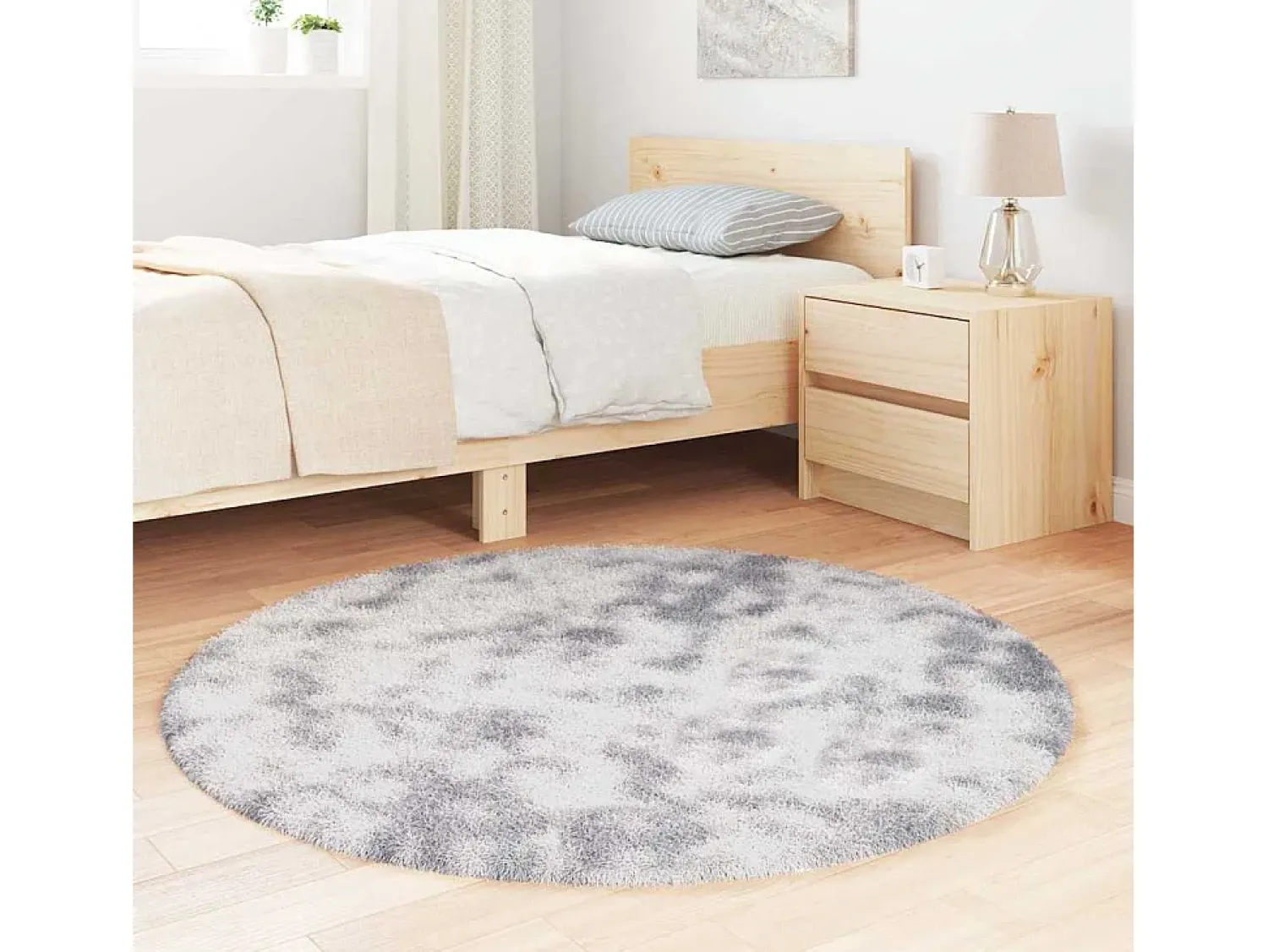 Discount Alfombra de pelo largo plata NAVARRA 120x120 cm Gris