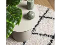 Alfombra de pelo largo moderna crema y negro Ø 280 cm