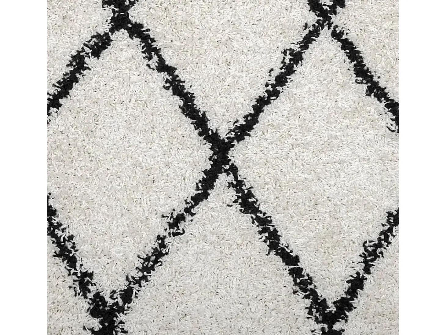 Alfombra de pelo largo moderna crema y negro Ø 280 cm