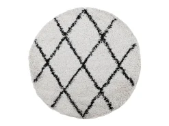 Alfombra de pelo largo moderna crema y negro Ø 280 cm