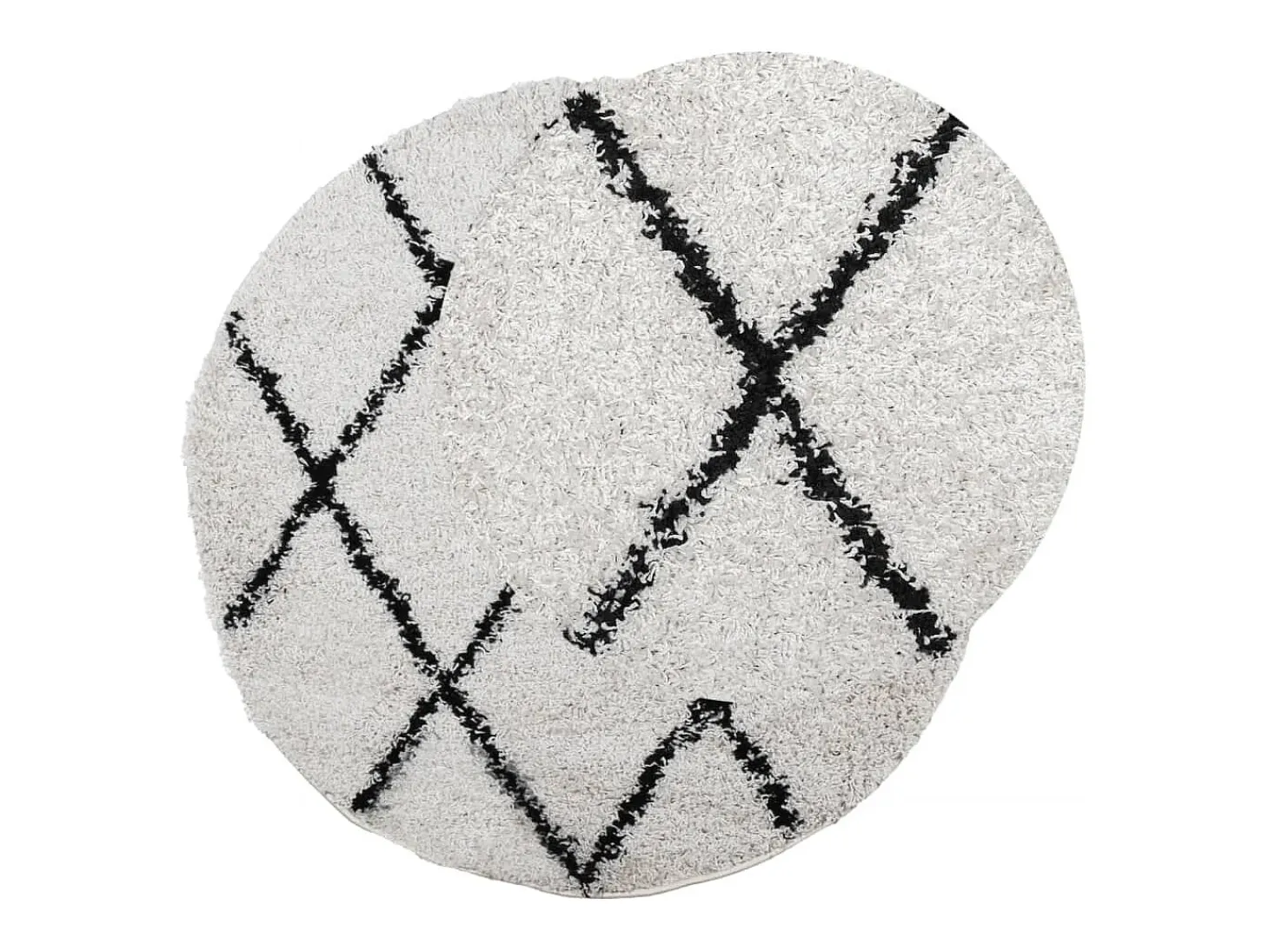 Alfombra de pelo largo moderna crema y negro Ø 280 cm