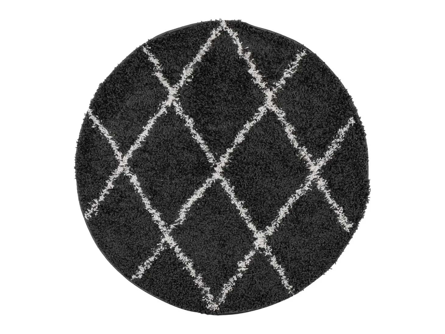 Alfombra de pelo largo moderna negro y crema Ø 280 cm