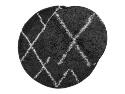 Alfombra de pelo largo moderna negro y crema Ø 280 cm