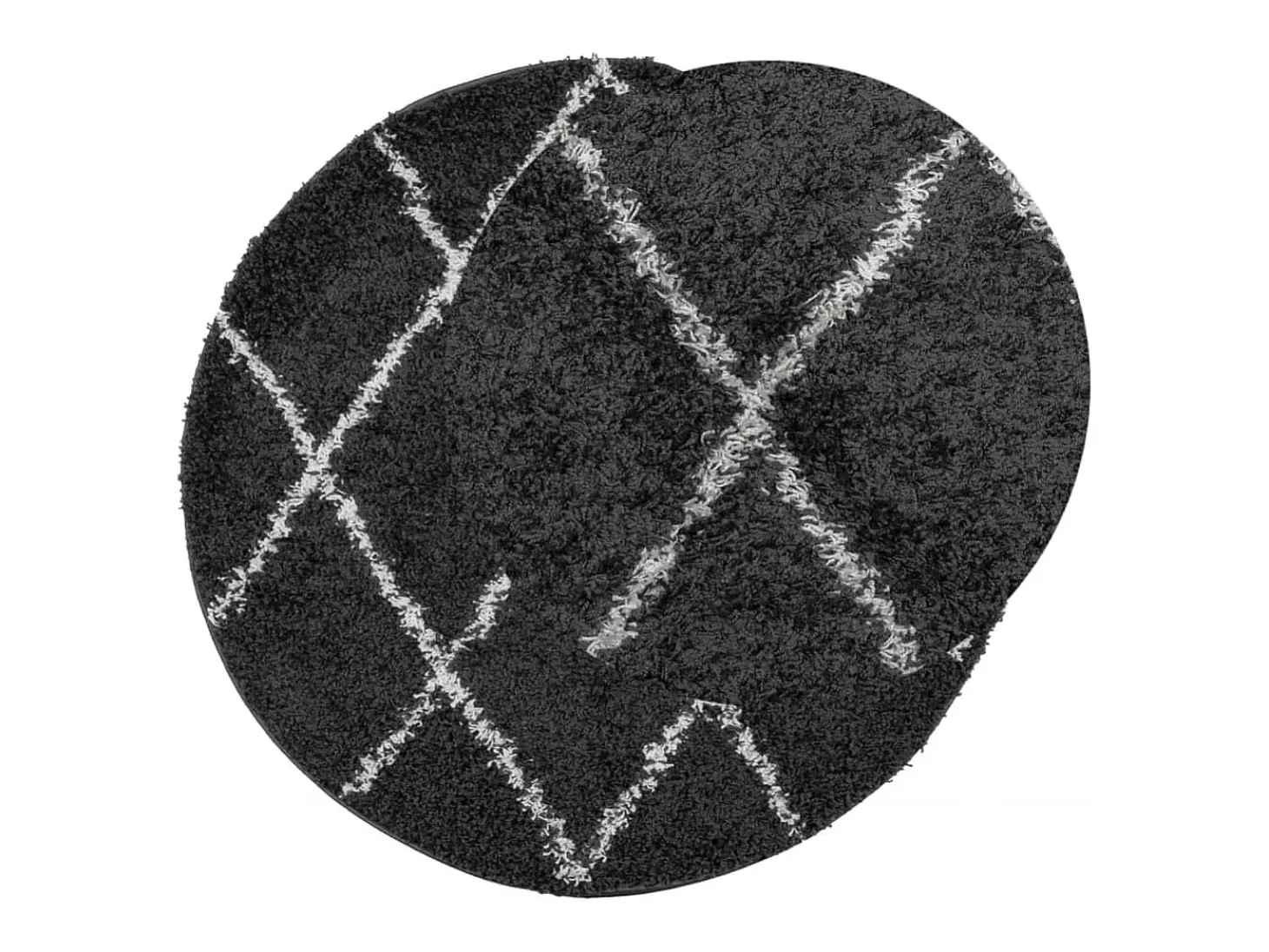 Alfombra de pelo largo moderna negro y crema Ø 280 cm