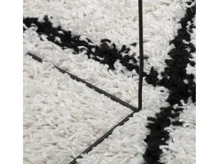 Alfombra de pelo largo moderna crema y negro Ø 100 cm