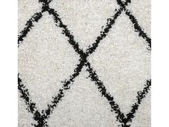 Alfombra de pelo largo moderna crema y negro Ø 100 cm