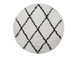 Alfombra de pelo largo moderna crema y negro Ø 100 cm