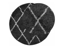 Alfombra de pelo largo moderna negro y crema Ø 80 cm