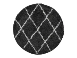 Alfombra de pelo largo moderna negro y crema Ø 80 cm