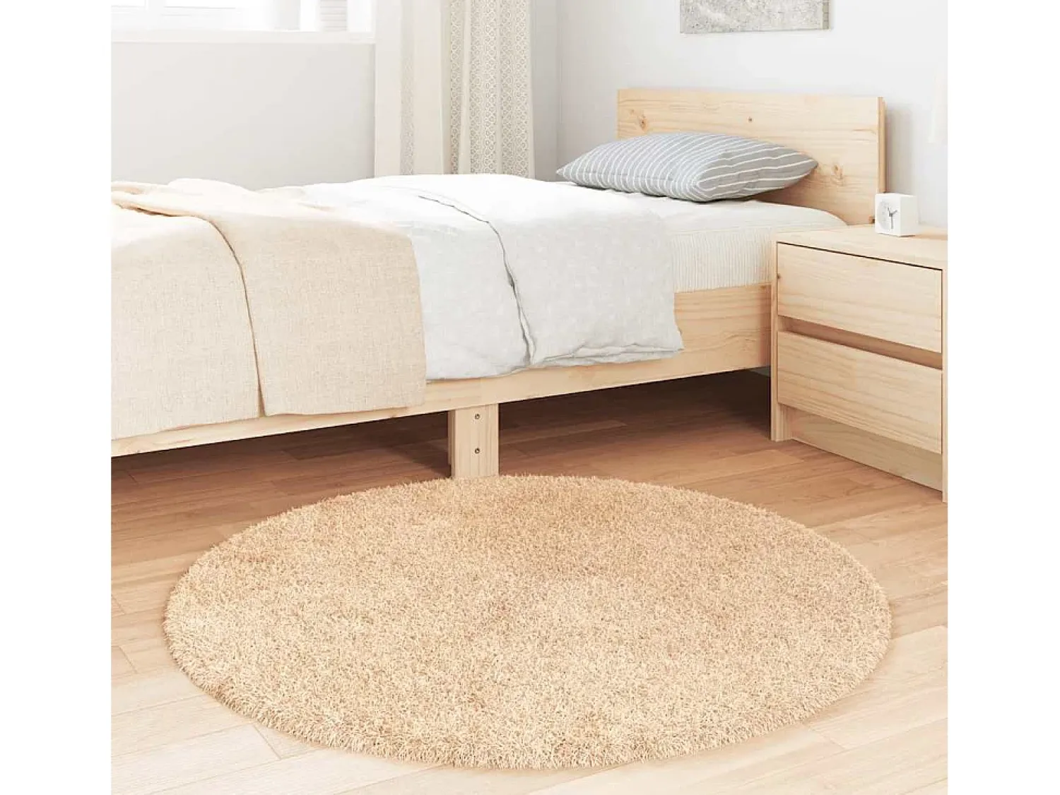 Alfombra De Cocina|Alfombra Redonda^Alfombra de pelo largo NAVARRA 100x100 cm poliéster Beige
