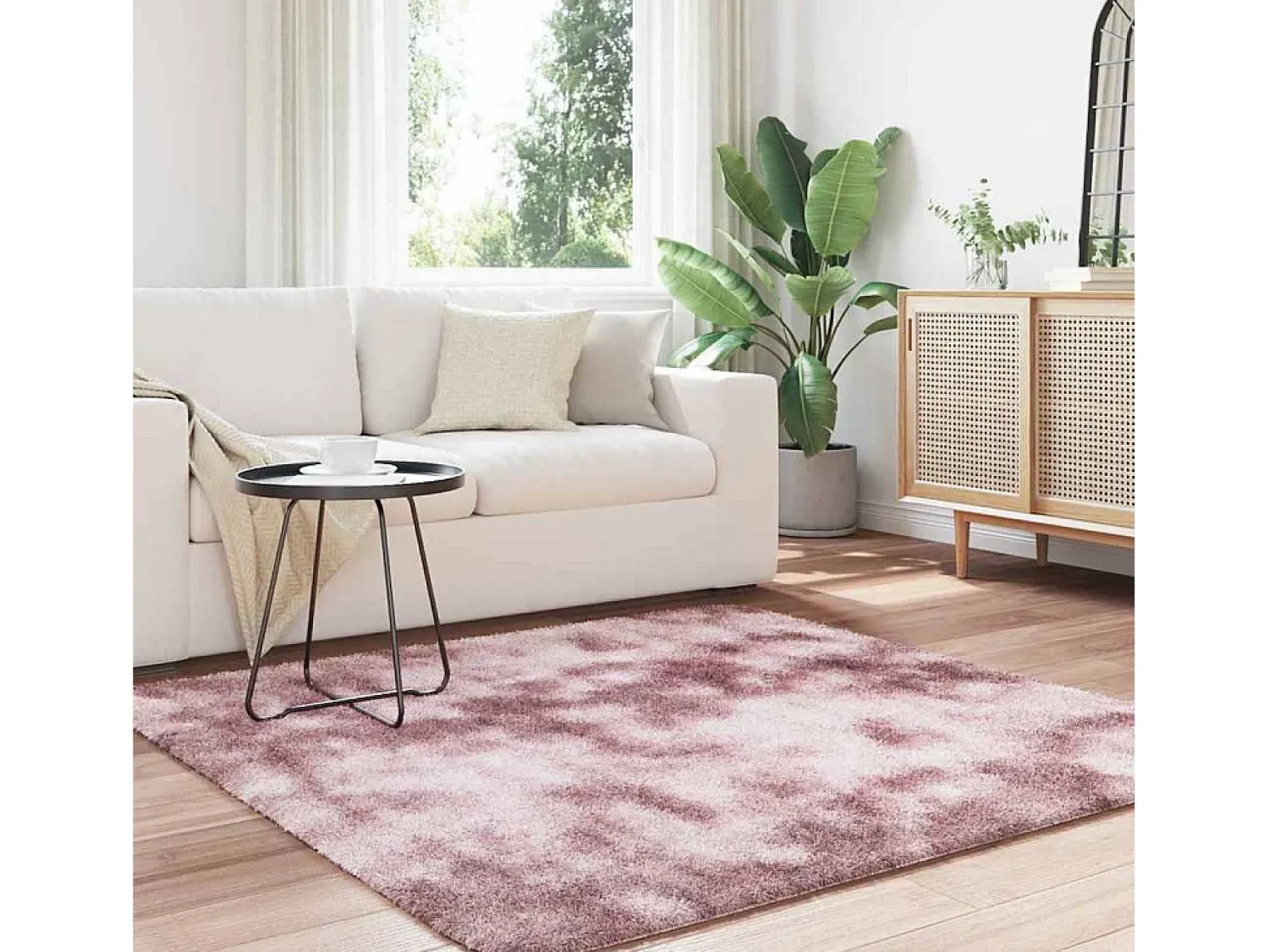 Clearance Alfombra de pelo largo NAVARRA empolvado 160x160 cm Rosa