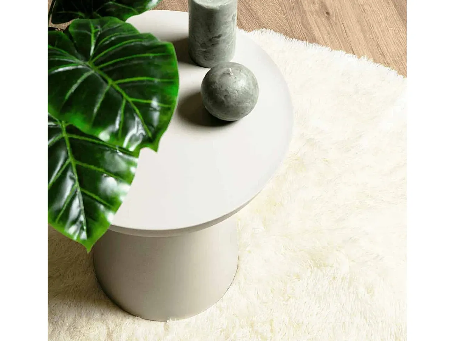 Outlet Alfombra de pelo largo NAVARRA color crema 160x160 cm poliéster Blanco