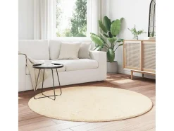 Outlet Alfombra de pelo largo NAVARRA color crema 160x160 cm poliéster Blanco