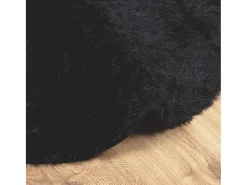 Hot Alfombra de pelo largo negra NAVARRA 160x160 cm poliéster Negro