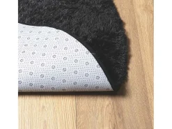 Hot Alfombra de pelo largo negra NAVARRA 160x160 cm poliéster Negro