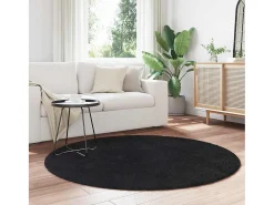Hot Alfombra de pelo largo negra NAVARRA 160x160 cm poliéster Negro