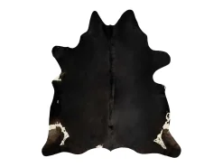 Alfombra de piel de vaca auténtica negro 150x170 cm