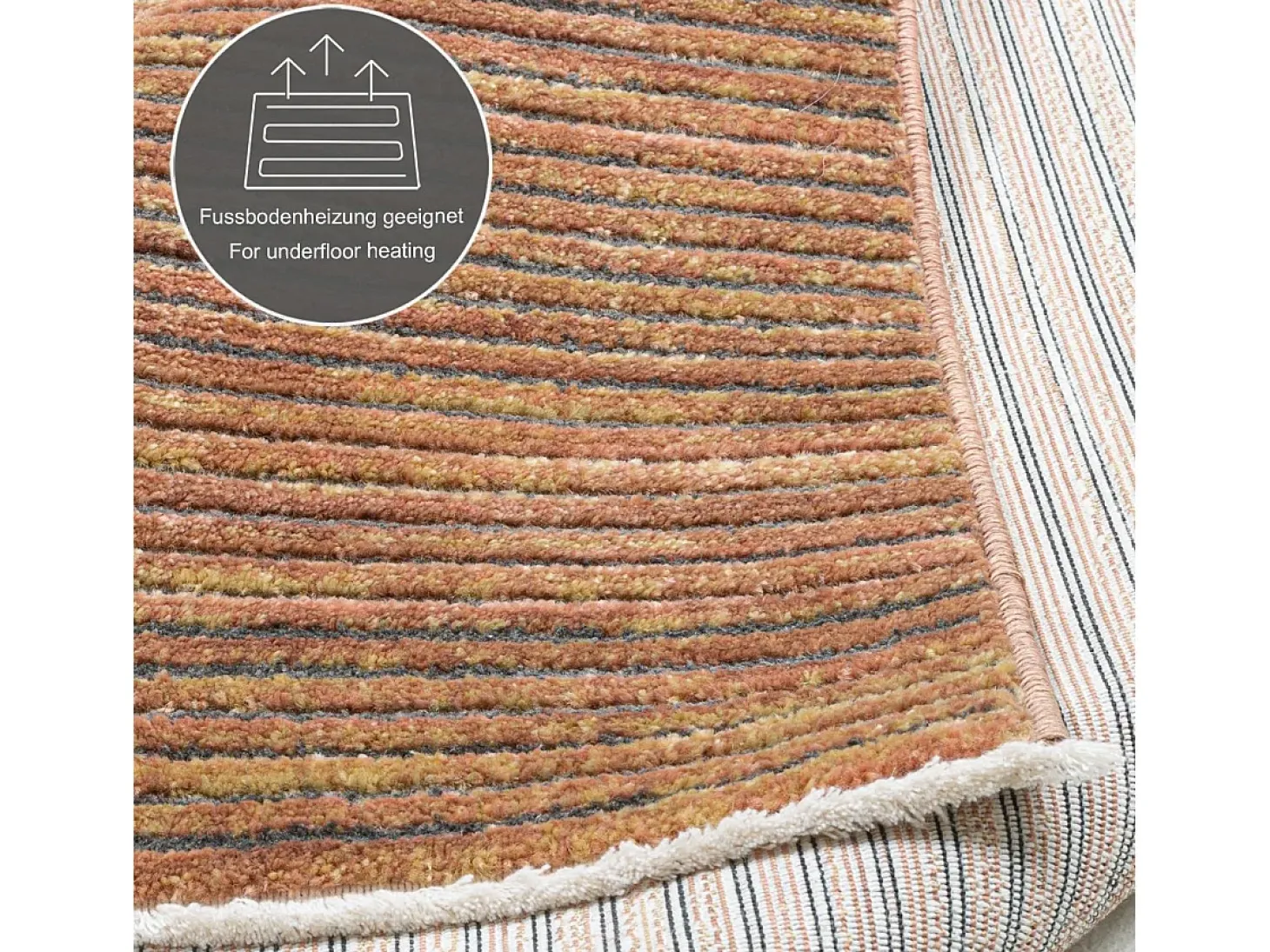 Alfombra de tejido plano con aspecto corto 60x130 cm Óxido Corduletta