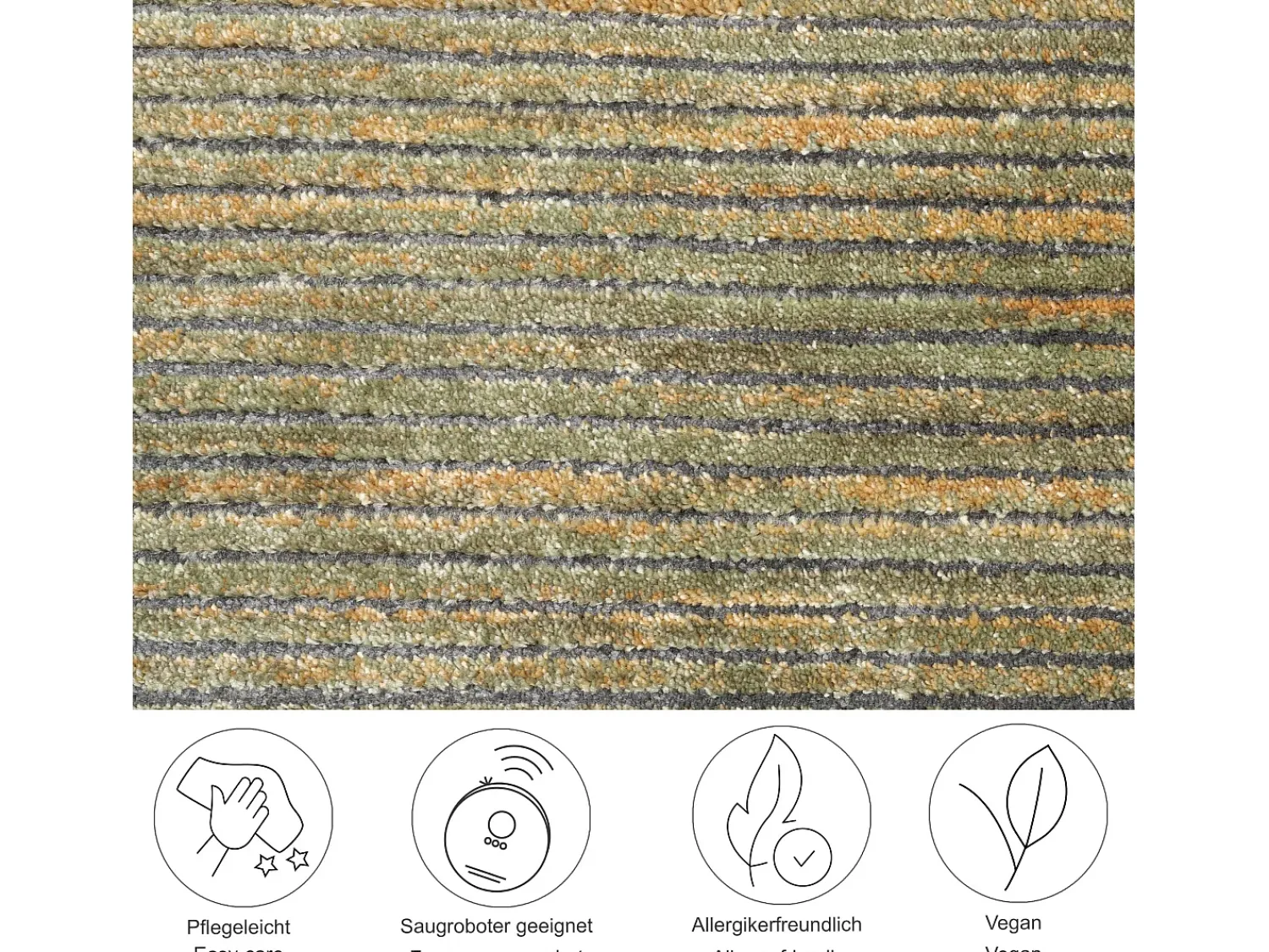 Alfombra De Salón^Alfombra de tejido plano con aspecto corto 180x280 cm Corduletta Verde
