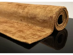 Alfombra de viscosa tejida a mano 65x135 cm Ocre Shine