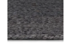 Alfombra De Cocina|Alfombra Redonda^Alfombra de yute hecha a mano redonda de 150 cm en oscuro Gris