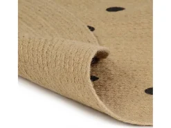New Alfombra de yute hecha a mano con estampado de lunares de 150 cm Negro