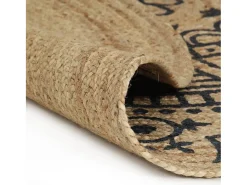 Outlet Alfombra de yute hecha a mano con estampado azul oscuro 150 cm Marru00f3n