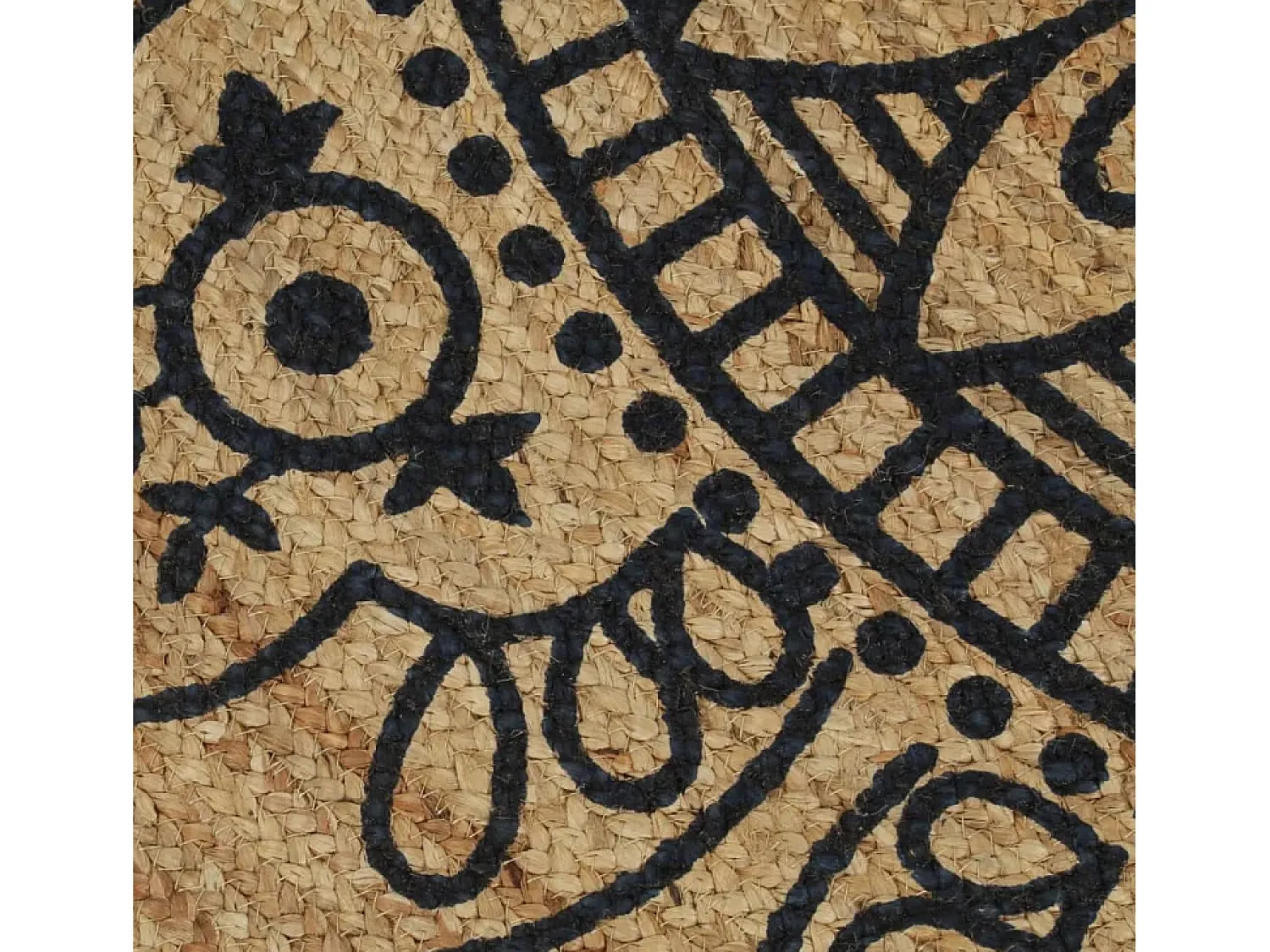 Outlet Alfombra de yute hecha a mano con estampado azul oscuro 150 cm Marru00f3n