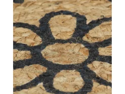 Outlet Alfombra de yute hecha a mano con estampado azul oscuro 150 cm Marru00f3n