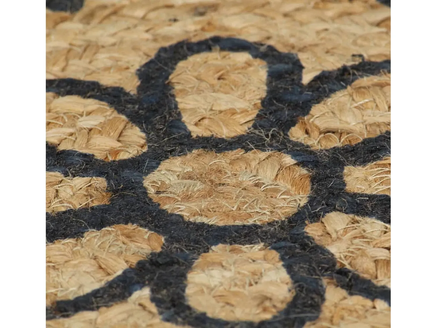 Outlet Alfombra de yute hecha a mano con estampado azul oscuro 150 cm Marru00f3n