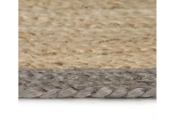 Sale Alfombra de yute hecha a mano con borde 150 cm Gris
