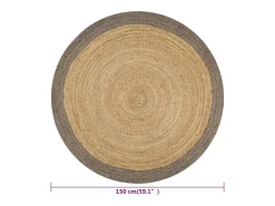 Sale Alfombra de yute hecha a mano con borde 150 cm Gris