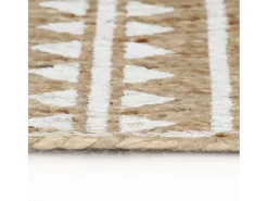 New Alfombra de yute hecha a mano con estampado de 150 cm Blanco