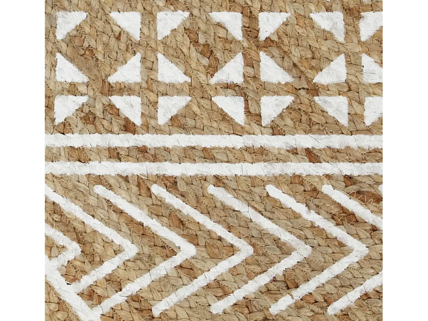 New Alfombra de yute hecha a mano con estampado de 150 cm Blanco