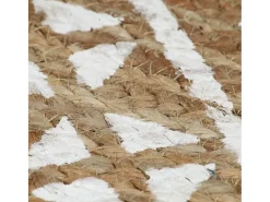 New Alfombra de yute hecha a mano con estampado de 150 cm Blanco
