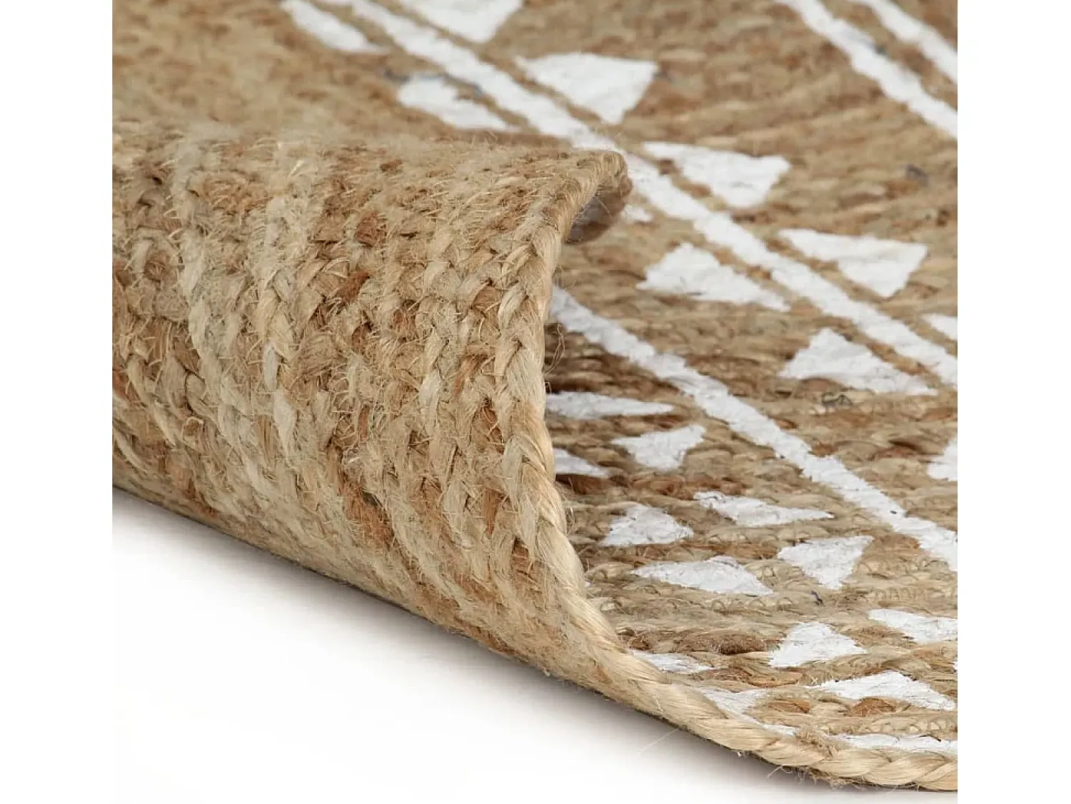 New Alfombra de yute hecha a mano con estampado de 150 cm Blanco