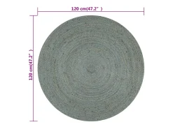 Alfombra De Cocina|Alfombra Redonda^Alfombra de yute hecha a mano redonda 120 cm oliva Verde