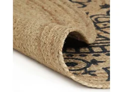 Sale Alfombra de yute hecha a mano con estampado azul oscuro 120 cm Marru00f3n