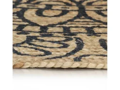 Sale Alfombra de yute hecha a mano con estampado azul oscuro 120 cm Marru00f3n