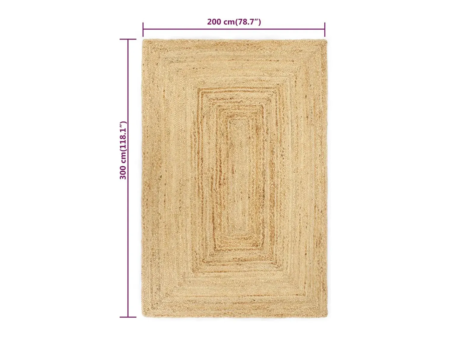 Hot Alfombra de yute hecha a mano 200x300 cm Marru00f3n
