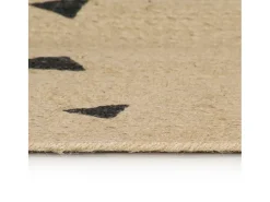 New Alfombra de yute hecha a mano con estampado de triángulos 120 cm Negro