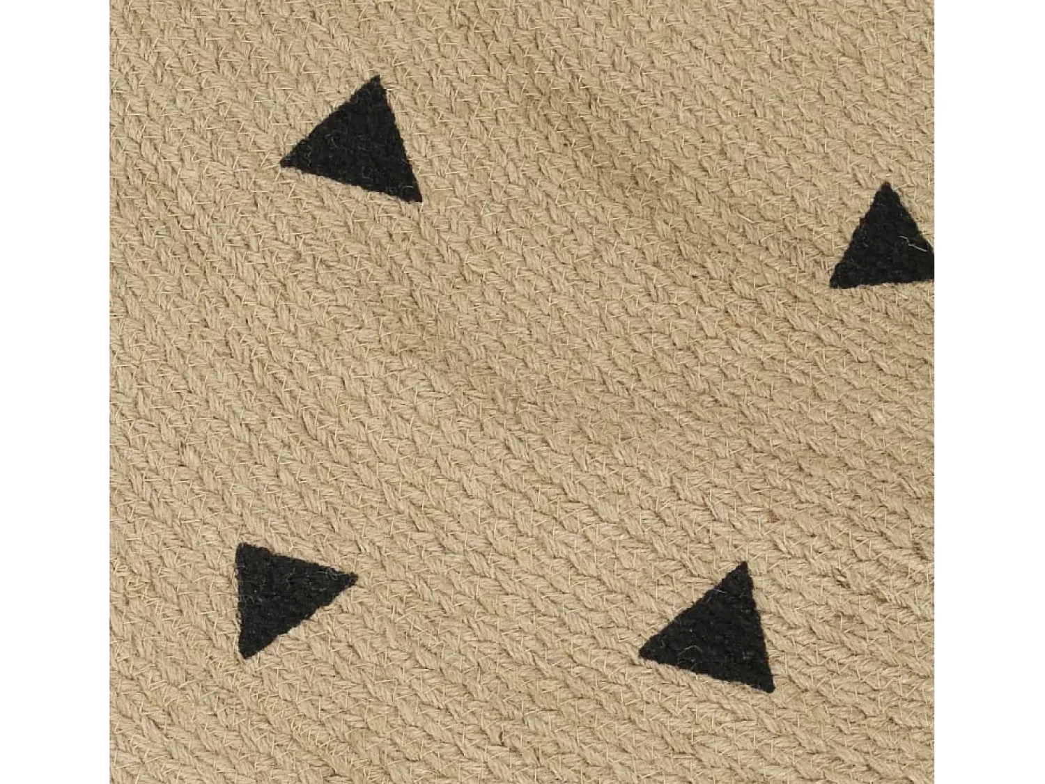 New Alfombra de yute hecha a mano con estampado de triángulos 120 cm Negro
