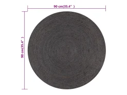 Best Alfombra de yute hecha a mano redonda de 90 cm oscuro Gris