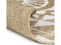 Hot Alfombra de yute hecha a mano con estampado de 120 cm Blanco
