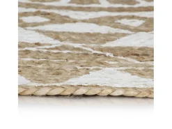 Hot Alfombra de yute hecha a mano con estampado de 120 cm Blanco