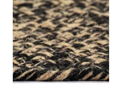 Alfombra De Cocina|Alfombra Redonda^Alfombra de yute hecha a mano negra y natural 90 cm Negro