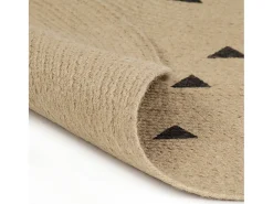 Clicnbuy Alfombra De Salón|Alfombra Redonda^Alfombra de yute tejida a mano estampado de triángulos 150 cm Negro