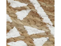 Alfombra De Salón|Alfombra Redonda^Alfombra de yute tejida a mano con estampado 90 cm ES69136 Blanco