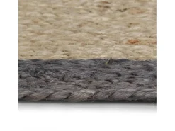 Clicnbuy Alfombra De Salón|Alfombra Redonda^Alfombra de yute tejida a mano con borde oscuro 90 cm Gris