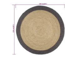 Clicnbuy Alfombra De Salón|Alfombra Redonda^Alfombra de yute tejida a mano con borde oscuro 150 cm Gris